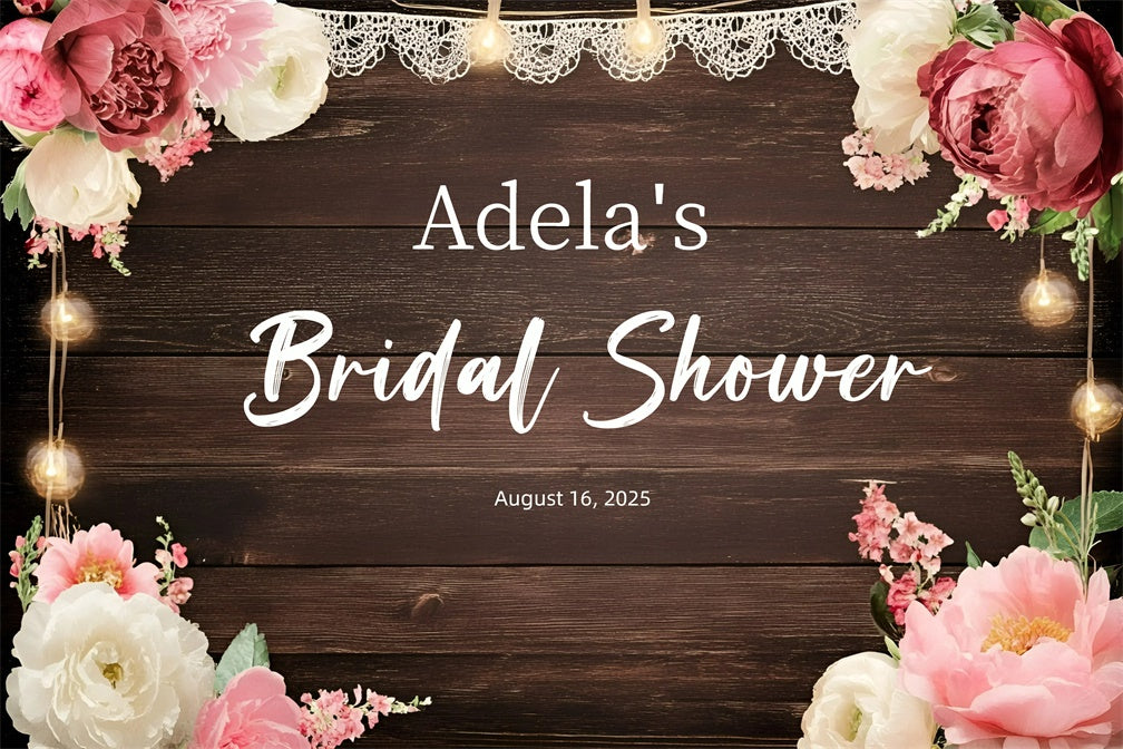 Custom Backdrop For Bridal Shower Rustic Wood Lace Floral Backdrop UK GQ3-233