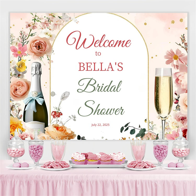 Bridal Shower Backdrop Ideas Golden Arch Pastel Flower Custom Backdrop UK GQ3-234