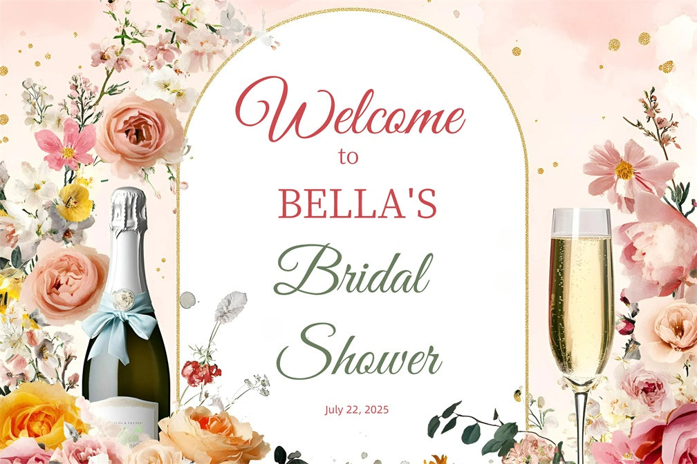 Bridal Shower Backdrop Ideas Golden Arch Pastel Flower Custom Backdrop UK GQ3-234