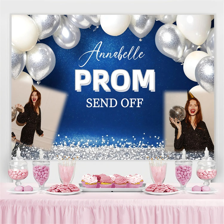 Prom Backdrop Silver Confetti Balloon Graduation Party Custom Backdrop UK GQ3-240