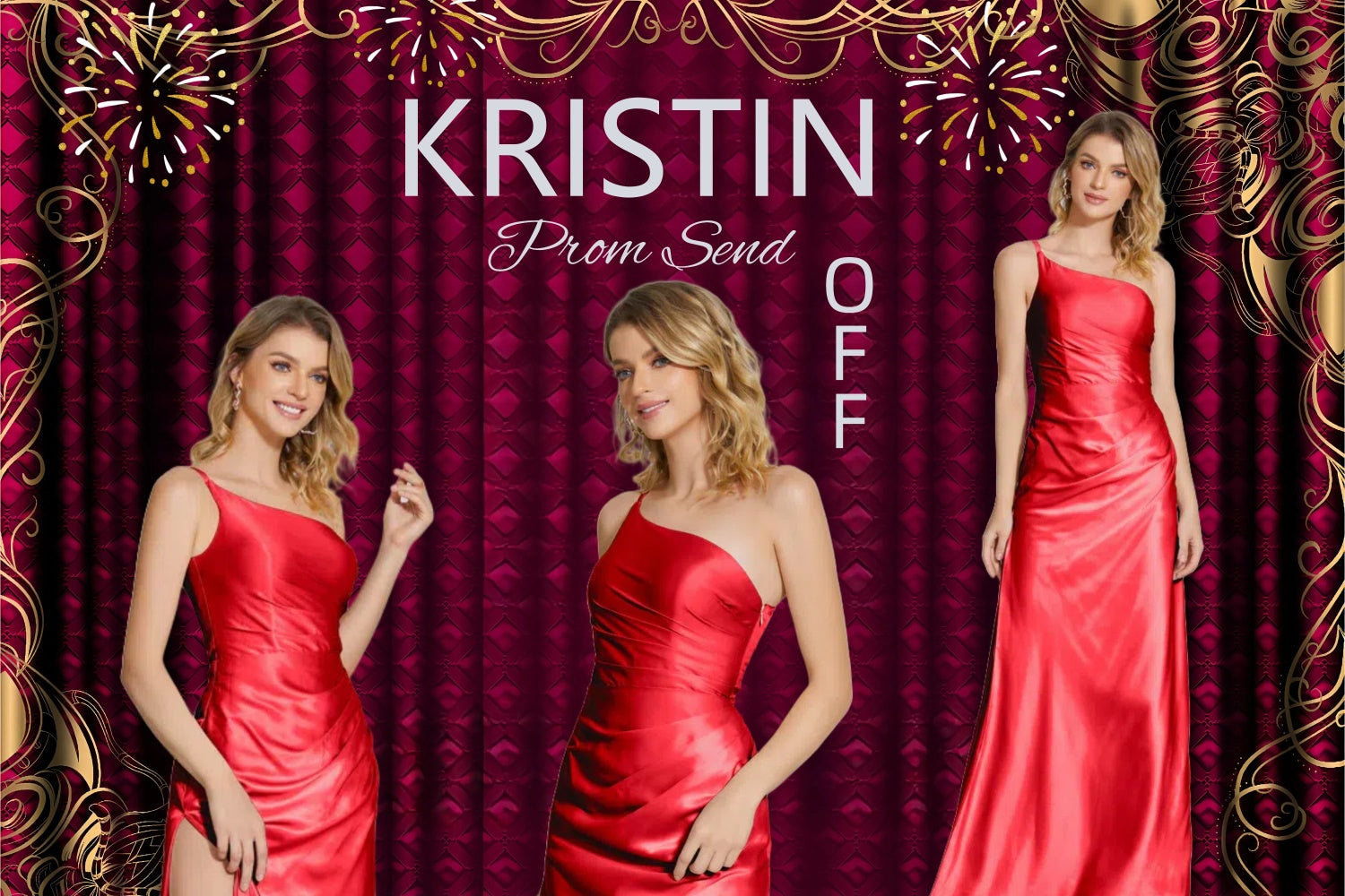 Prom Photo Backdrop Red Glam Graduation Party Personalized Backdrop UK GQ3-245