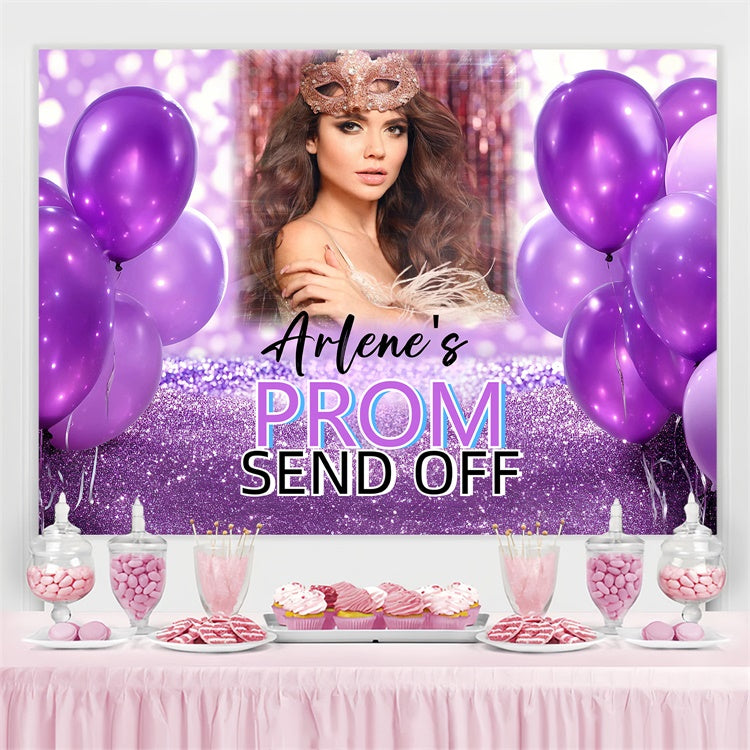 Prom Photo Backdrop Violet Glitter Graduation Party Personalized Backdrop UK GQ3-247