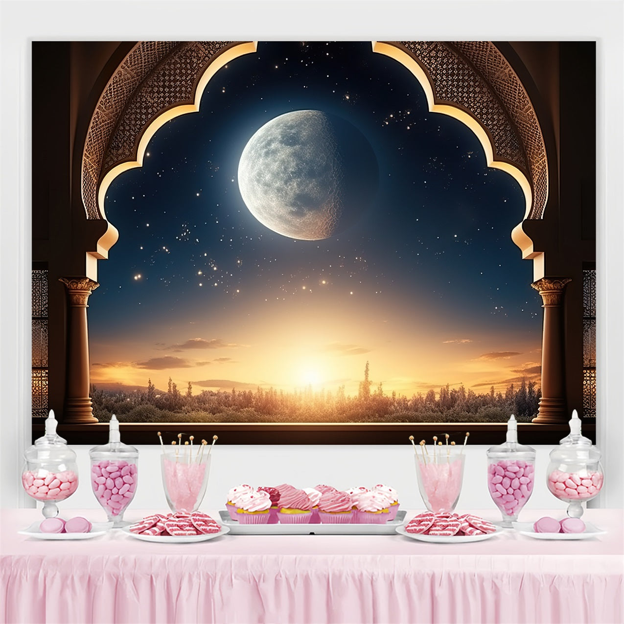 Ramadan Backdrops Majestic Moonlit Archway Backdrop UK GQ3-25