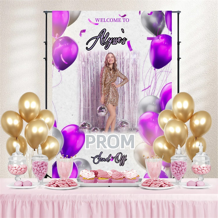 Prom Backdrop Ideas Purple Balloon Prom Graduation Party Custom Backdrop UK GQ3-251