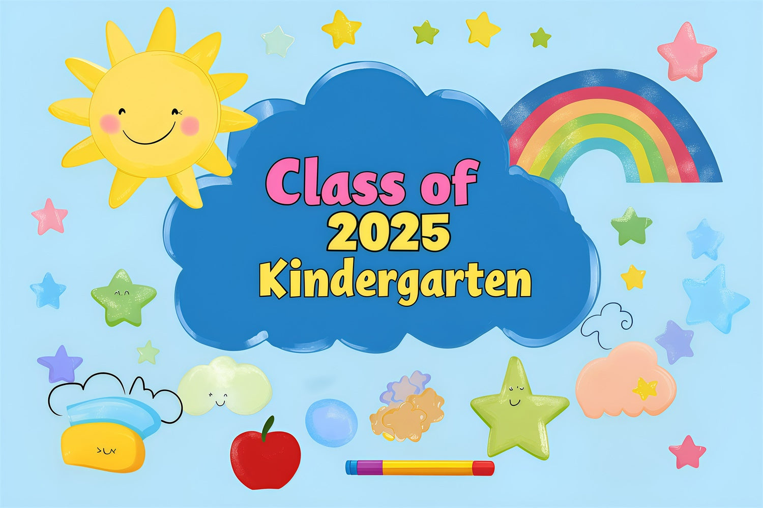 Preschool Graduation Backdrop Cloud Rainbow Graduation Party Backdrop UK GQ3-256
