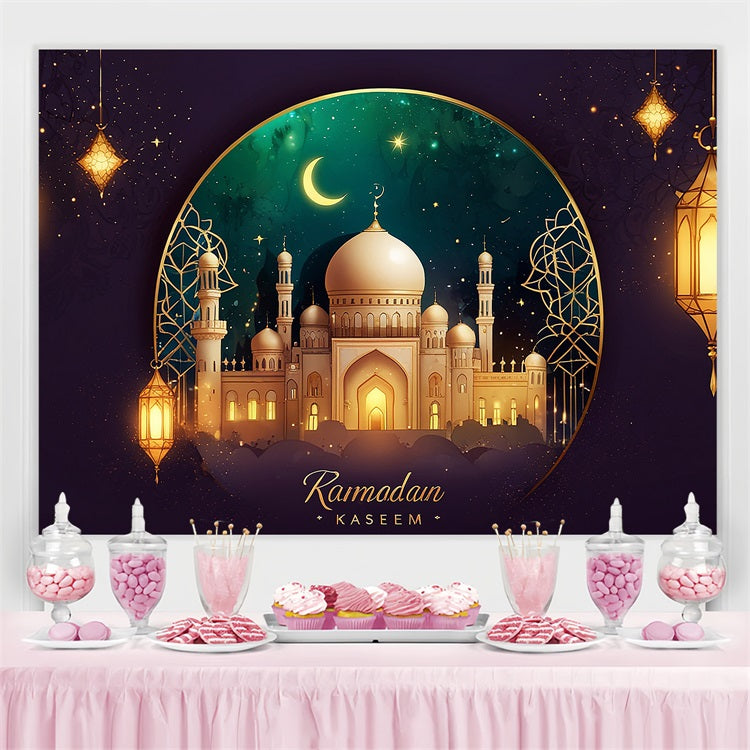 Ramadan Backdrops Crescent Golden Frame Mosque Backdrop UK GQ3-28