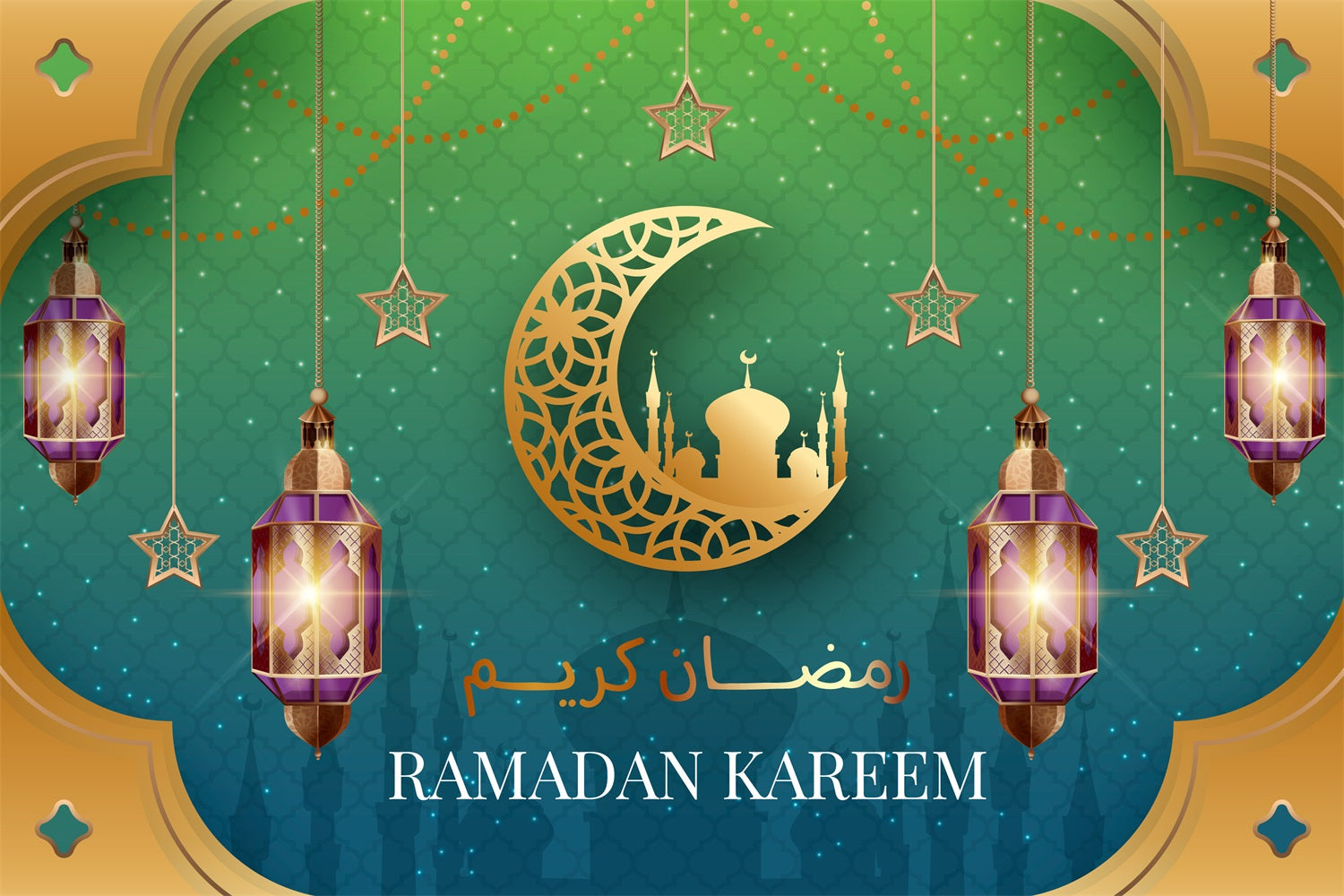 Ramadan Backdrops Vibrant Lantern Festival Backdrop UK GQ3-3
