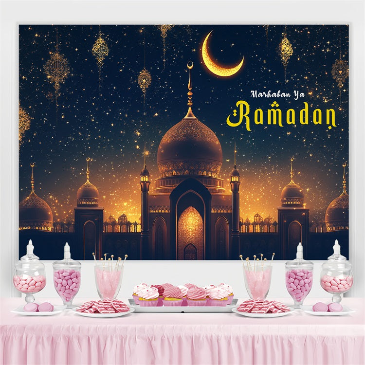 Ramadan Mubarak Backdrop Starry Mosque Night Backdrop UK GQ3-30