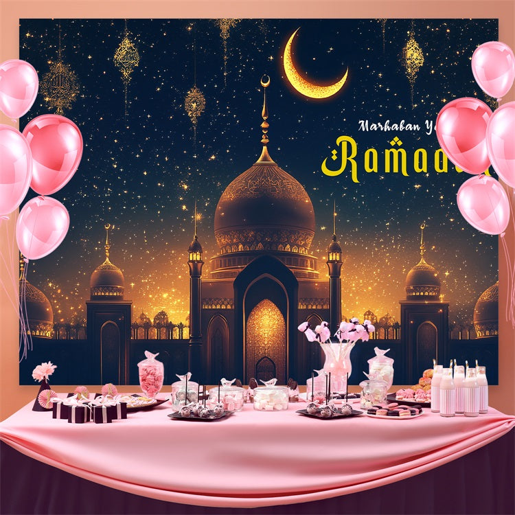 Ramadan Mubarak Backdrop Starry Mosque Night Backdrop UK GQ3-30