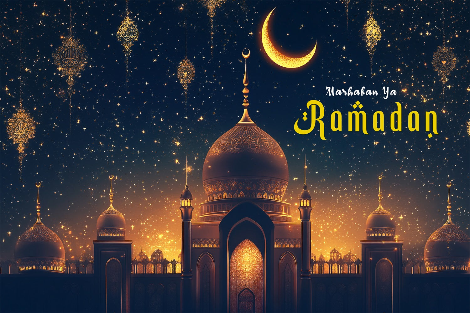 Ramadan Mubarak Backdrop Starry Mosque Night Backdrop UK GQ3-30