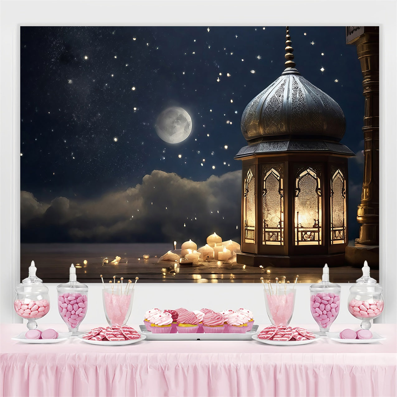 Ramadan Backdrops Starry Sky Lantern Glow Backdrop UK GQ3-32