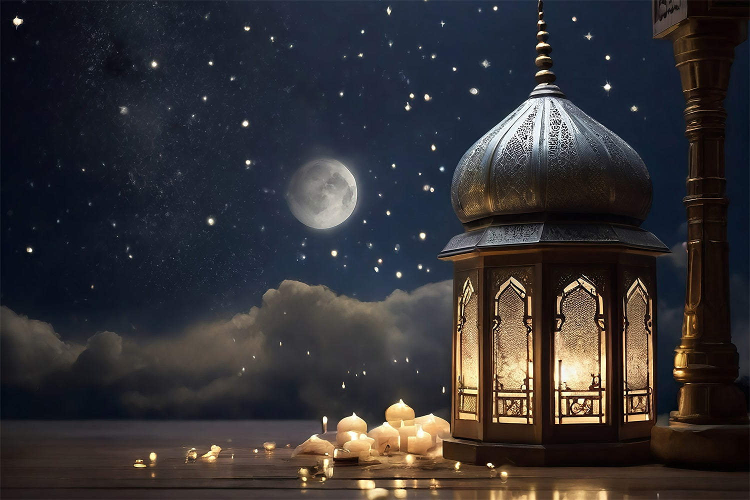 Ramadan Backdrops Starry Sky Lantern Glow Backdrop UK GQ3-32