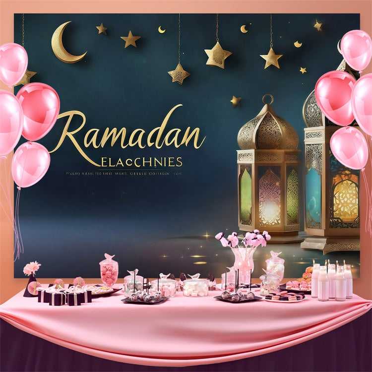 Ramadan Mubarak Backdrop Royal Lanterns Crescent Backdrop UK GQ3-34