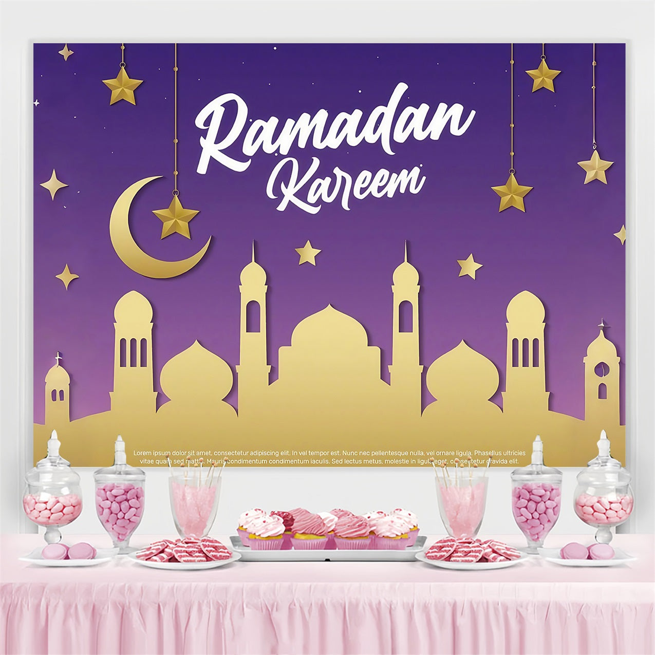 Ramadan Backdrops Purple Twilight Crescent Celebration Backdrop UK GQ3-39