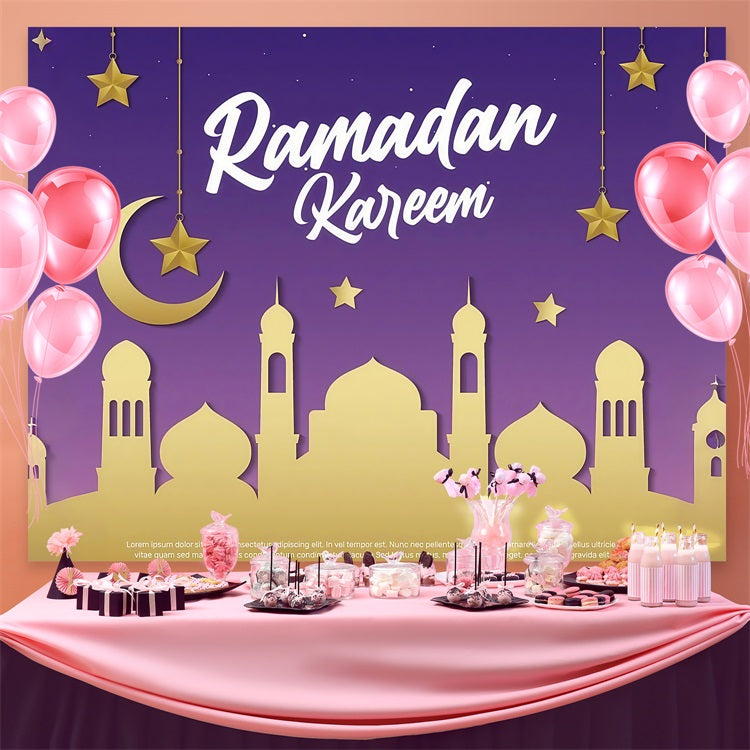 Ramadan Backdrops Purple Twilight Crescent Celebration Backdrop UK GQ3-39