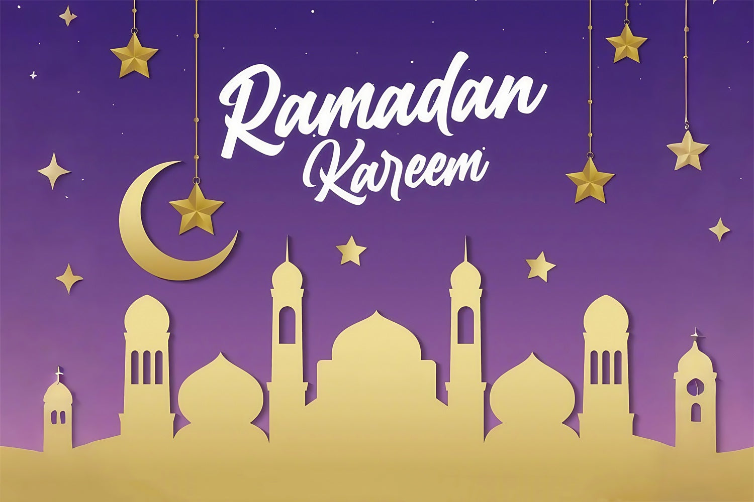 Ramadan Backdrops Purple Twilight Crescent Celebration Backdrop UK GQ3-39