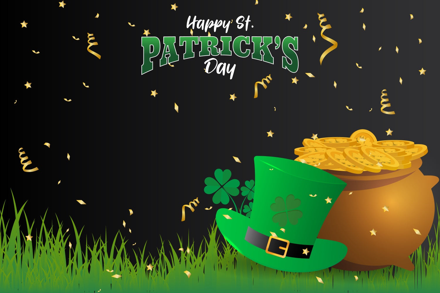 St Patricks Day Photo Backdrop Gold Pot Shamrock Party Backdrop UK GQ3-43