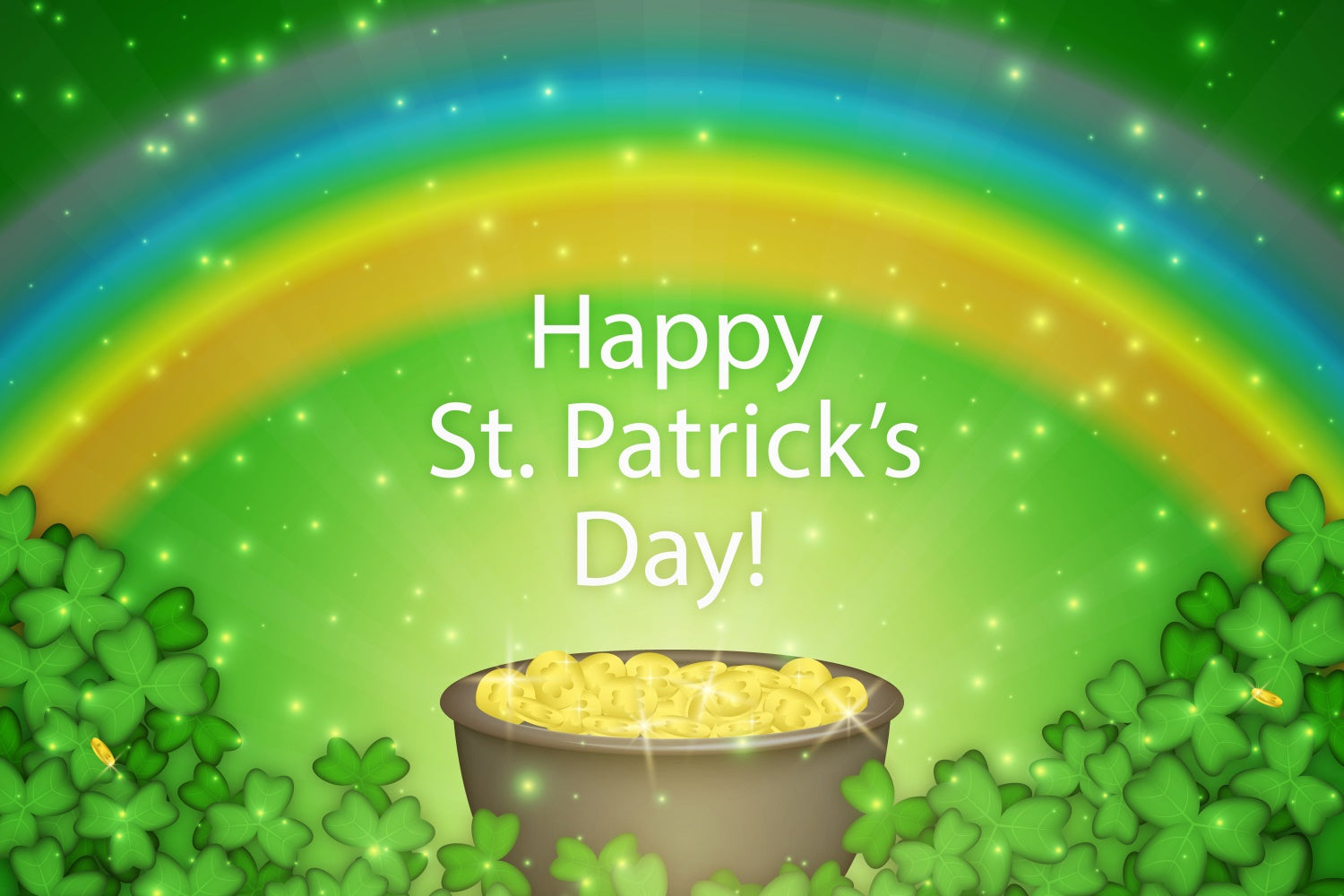 St Patricks Day Backdrop Golden Pot Rainbow Shamrock Backdrop UK GQ3-44
