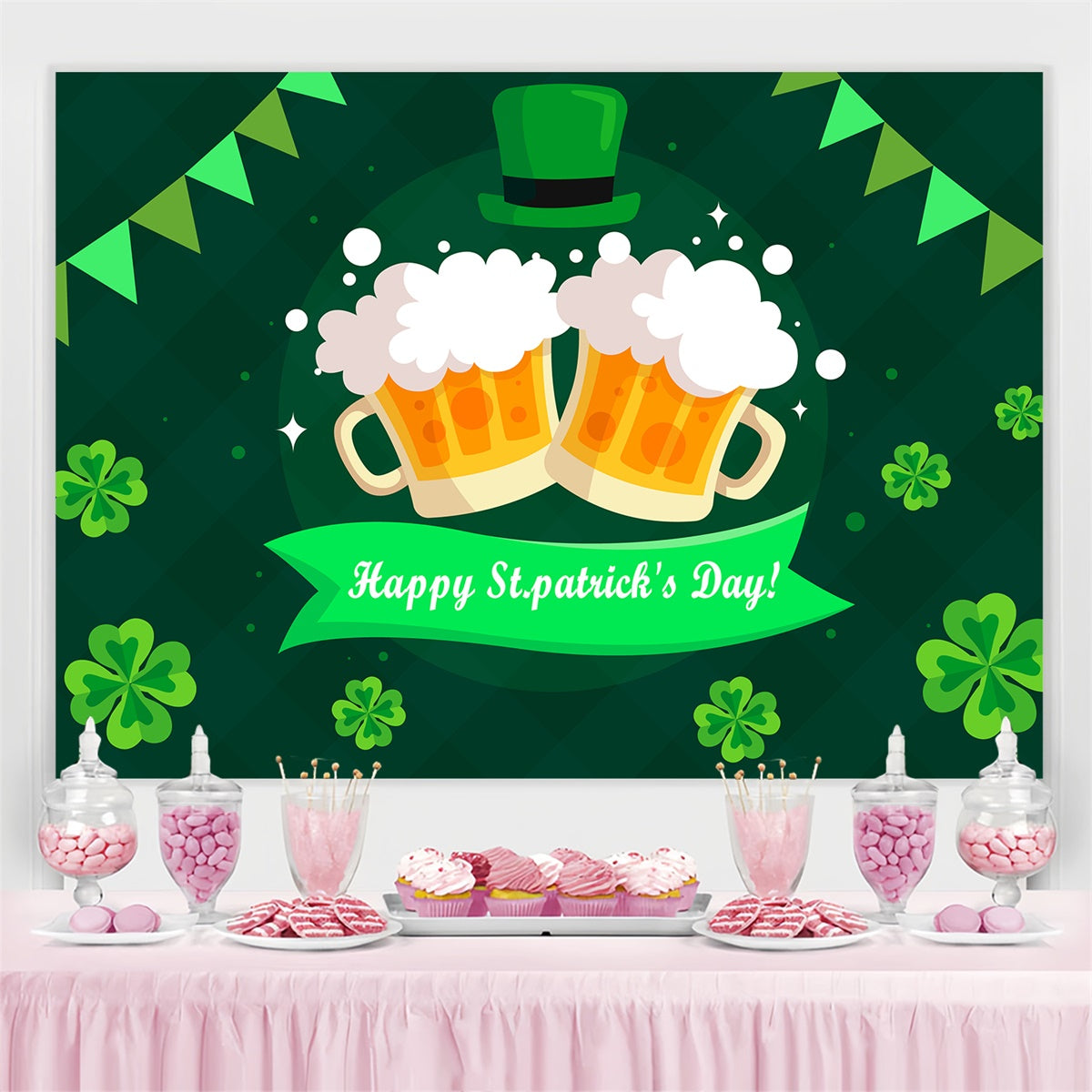 St Patrick's Photo Backdrop Frothy Beer Festive Cheers Backdrop UK GQ3-45