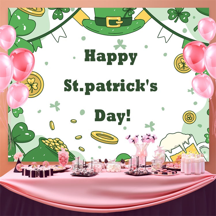 St Patrick's Day Backdrop Beer Gold Coins Celebration Backdrop UK GQ3-46