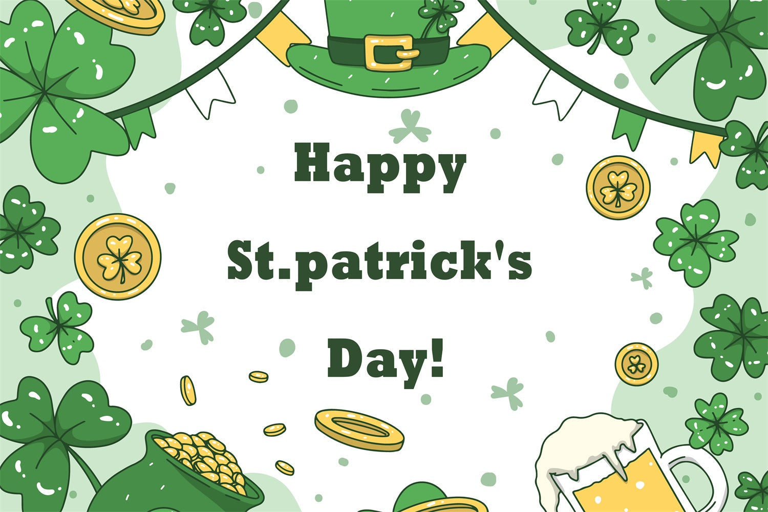St Patrick's Day Backdrop Beer Gold Coins Celebration Backdrop UK GQ3-46