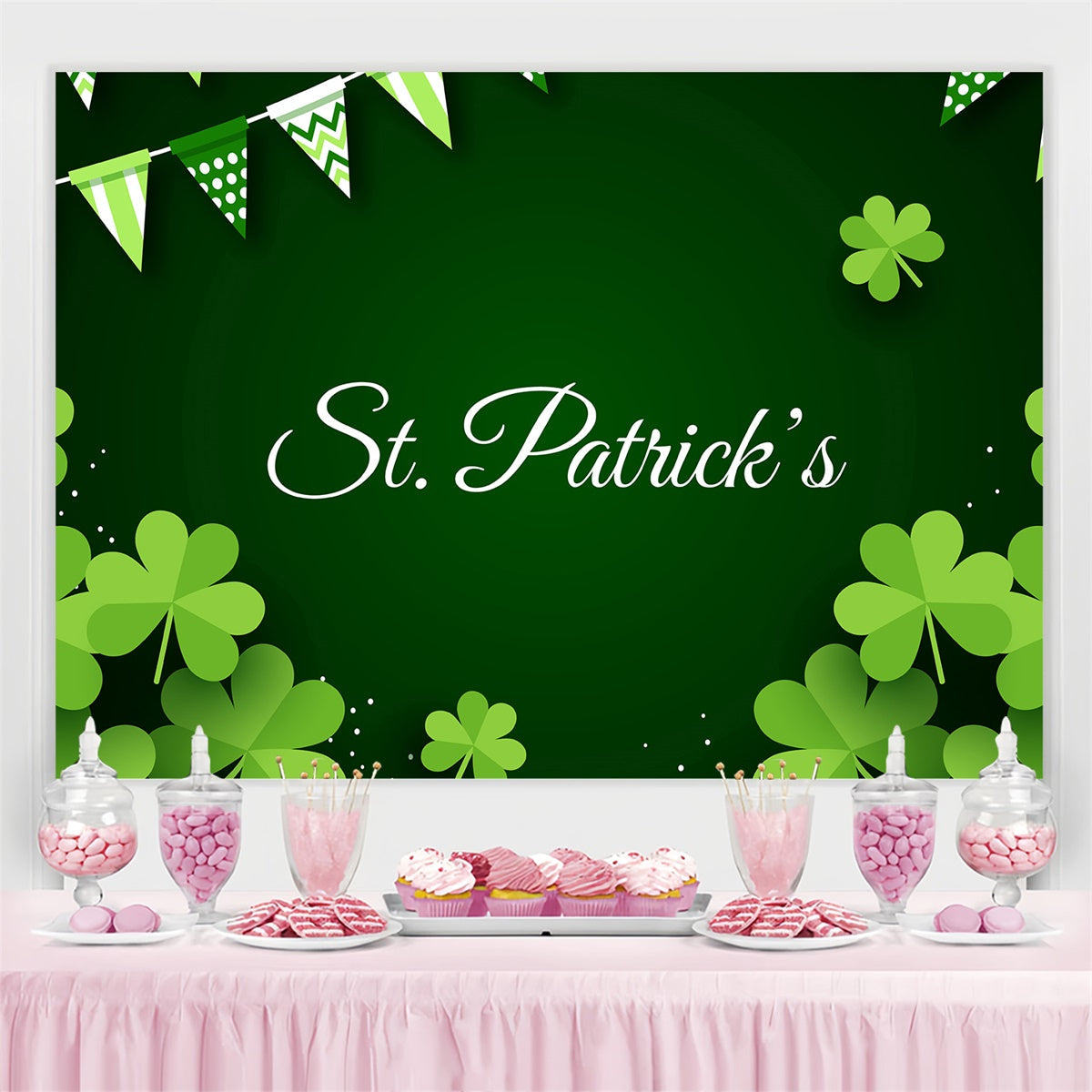 St Patrick's Day Backdrops Lucky Clover Green Party Backdrop UK GQ3-47