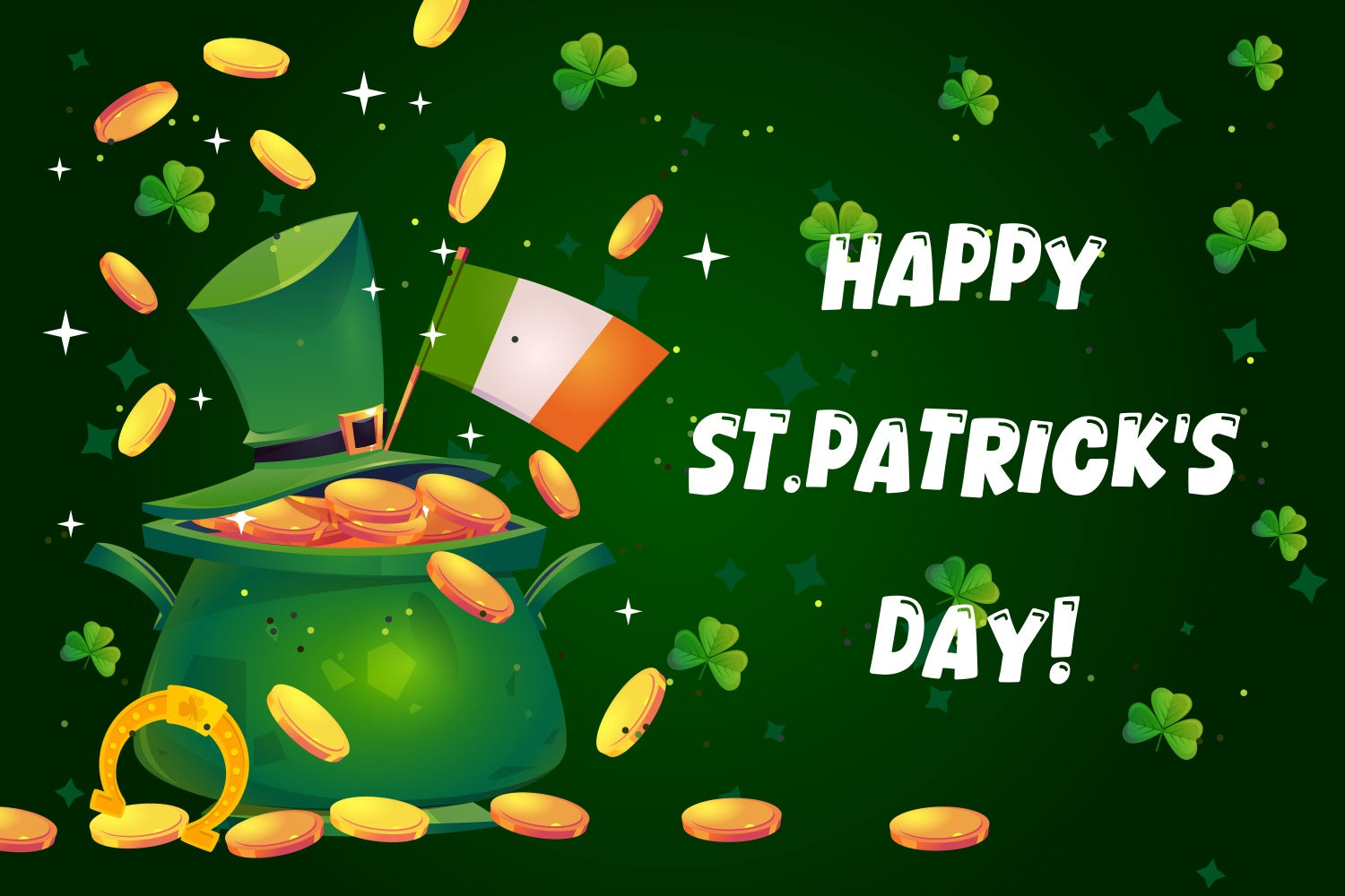 St Patricks Day Backdrop Lucky Green Hat Coins Sparkle Backdrop UK GQ3-49