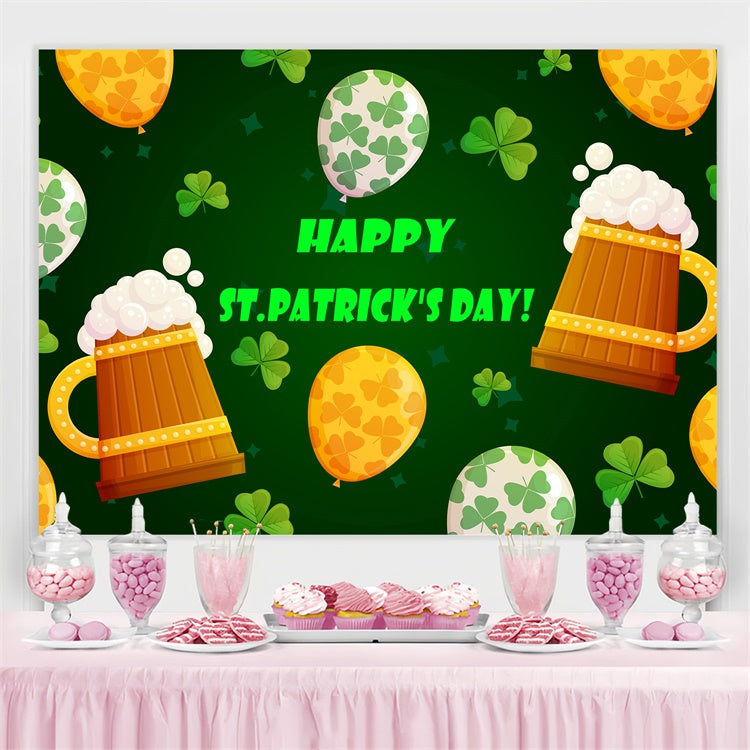 St Patrick's Photo Backdrop Green Beer Party Balloons Backdrop UK GQ3-50