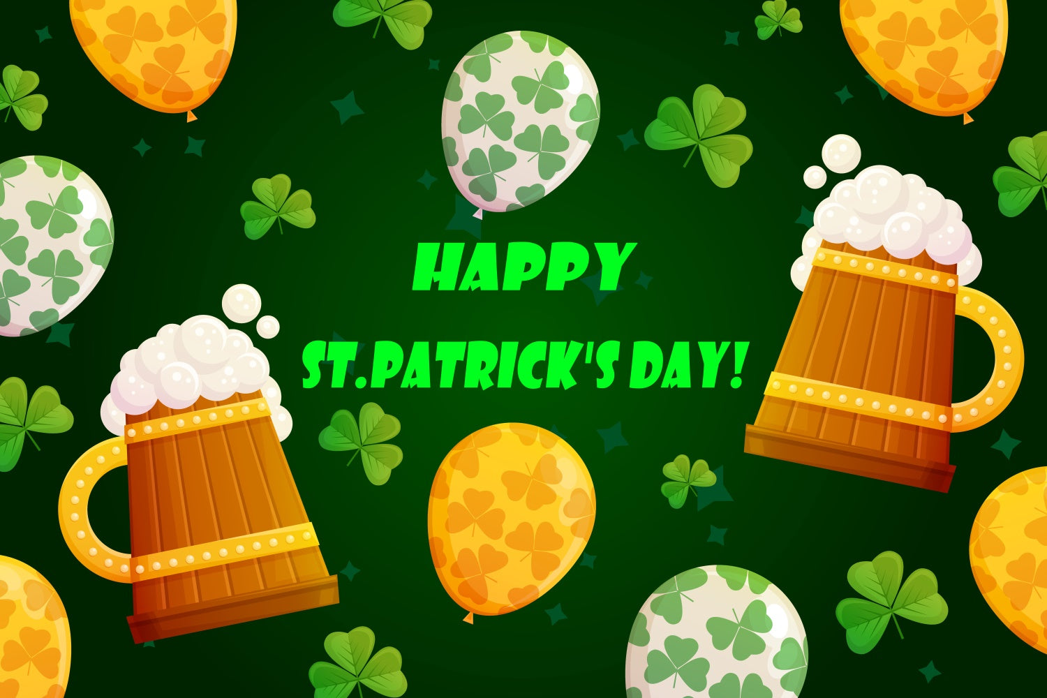 St Patrick's Photo Backdrop Green Beer Party Balloons Backdrop UK GQ3-50