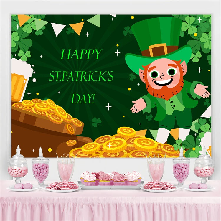 St Patrick Backdrop Gold Coins Festive Leprechaun Backdrop UK GQ3-52