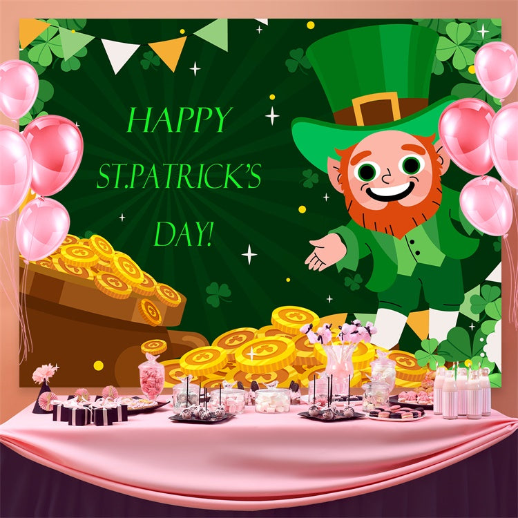St Patrick Backdrop Gold Coins Festive Leprechaun Backdrop UK GQ3-52