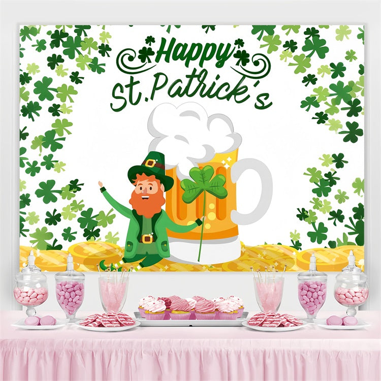 St Patricks Day Photo Backdrop Golden Coins Lucky Beer Backdrop UK GQ3-55