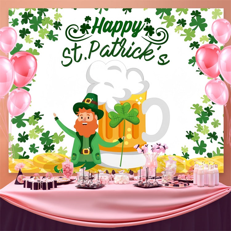 St Patricks Day Photo Backdrop Golden Coins Lucky Beer Backdrop UK GQ3-55