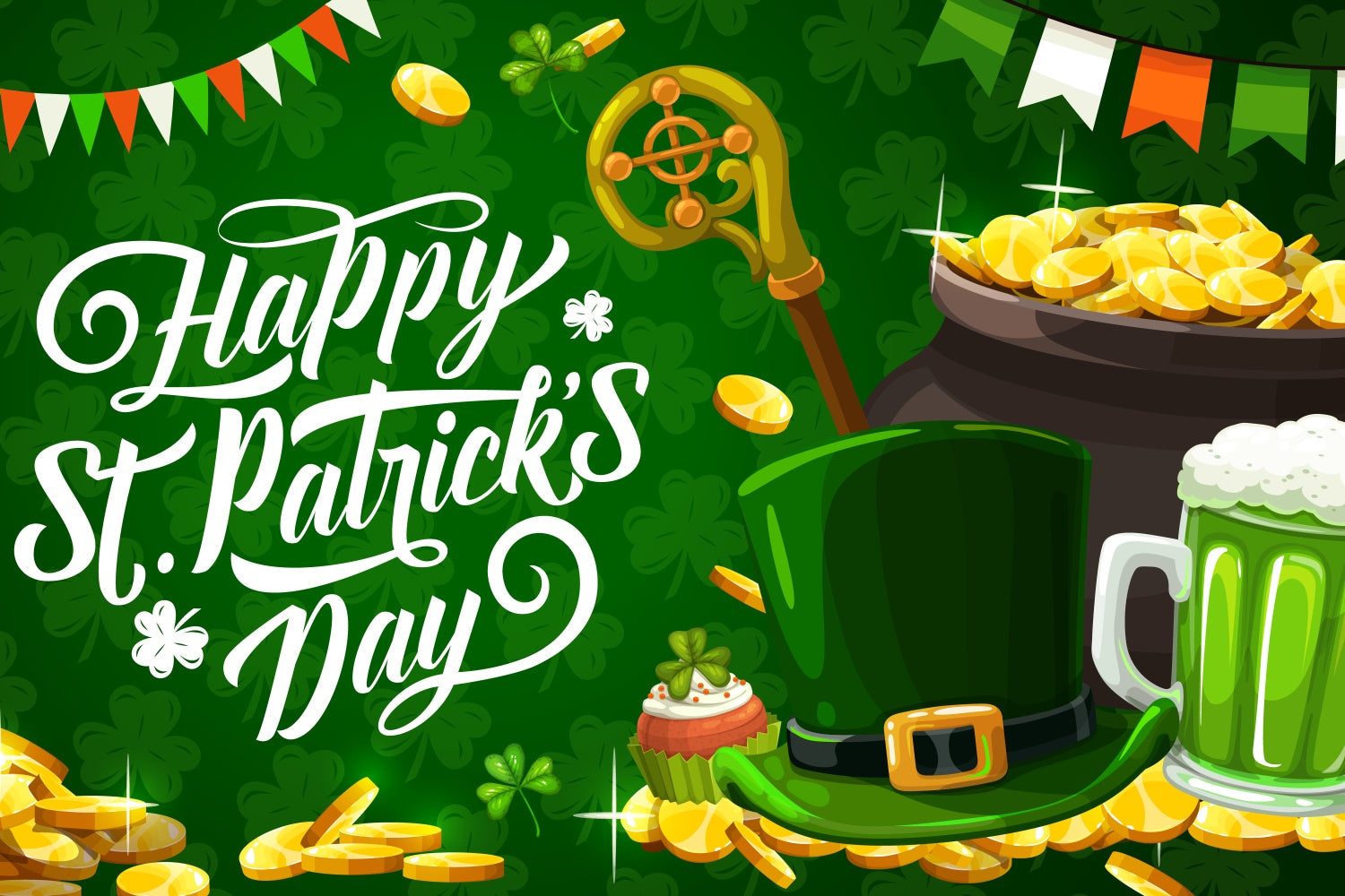 St Patrick's Photo Backdrop Lucky Hat Coins Festive Backdrop UK GQ3-56