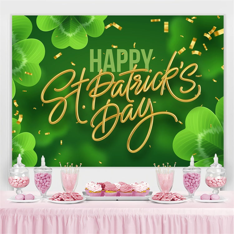 St Patrick's Backdrop Golden Confetti Green Clover Backdrop UK GQ3-59