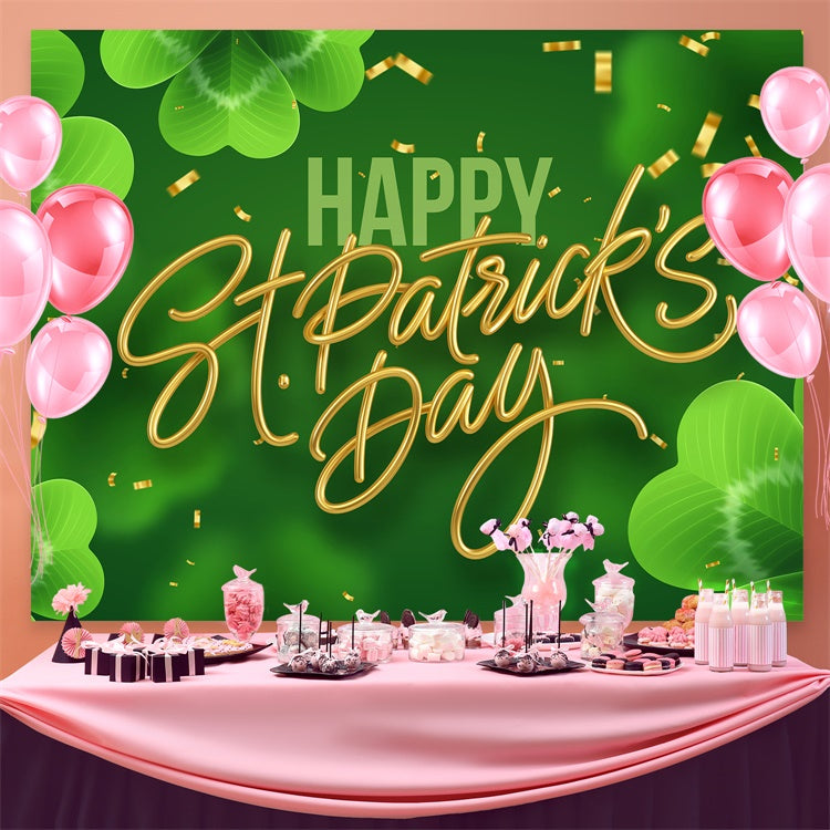 St Patrick's Backdrop Golden Confetti Green Clover Backdrop UK GQ3-59