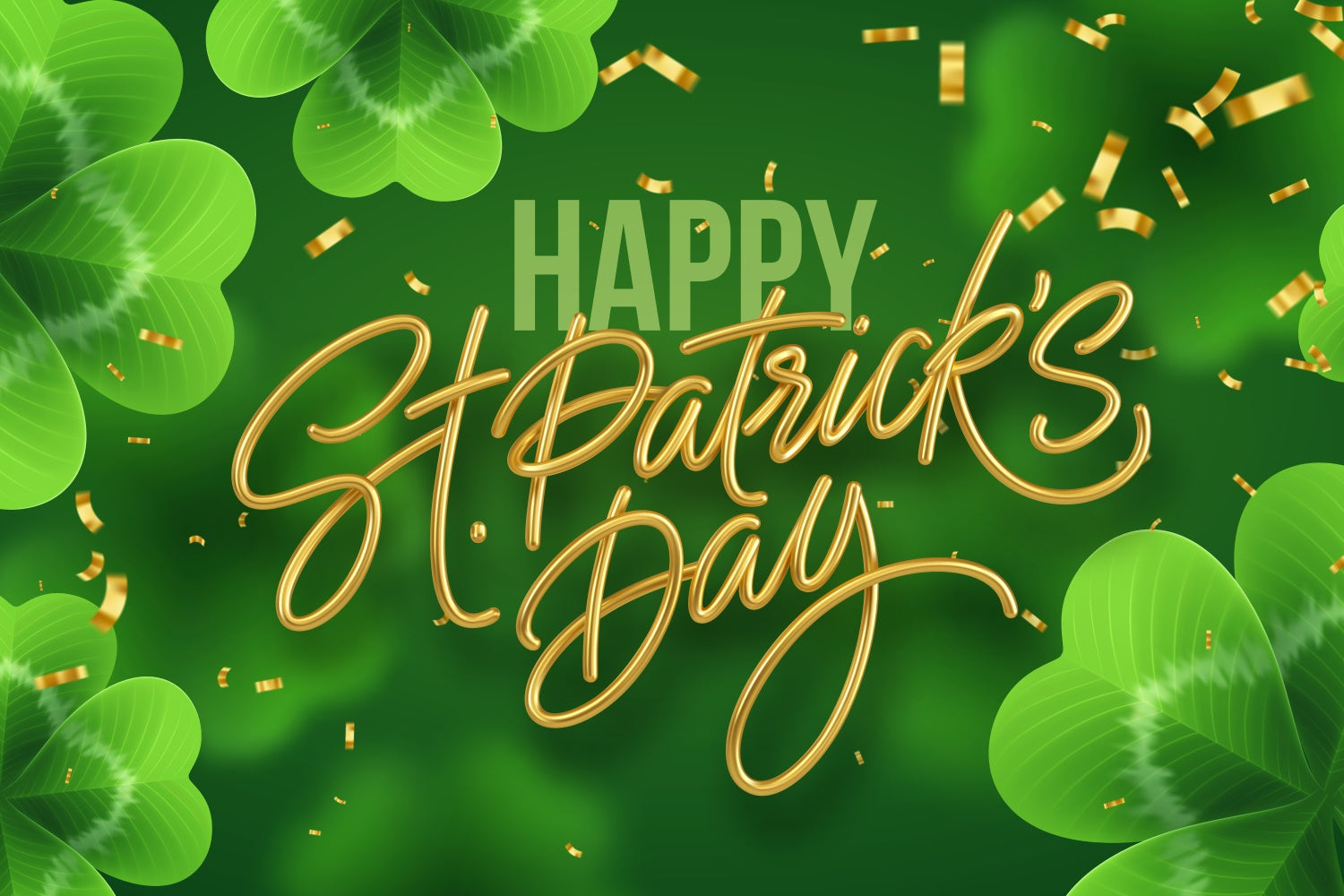 St Patrick's Backdrop Golden Confetti Green Clover Backdrop UK GQ3-59