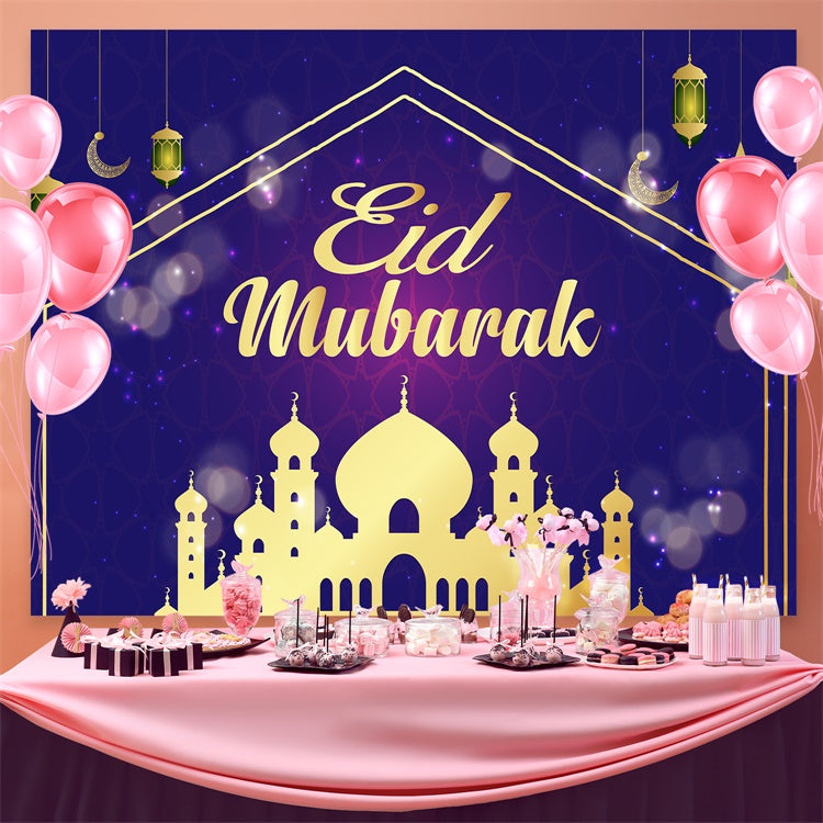 Eid Mubarak Backdrop Elegant Blue Eid Mubarak Backdrop UK GQ3-64