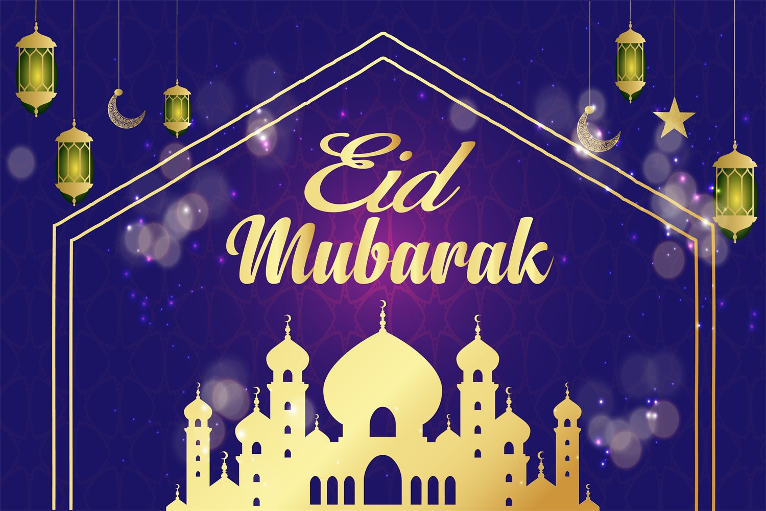 Eid Mubarak Backdrop Elegant Blue Eid Mubarak Backdrop UK GQ3-64