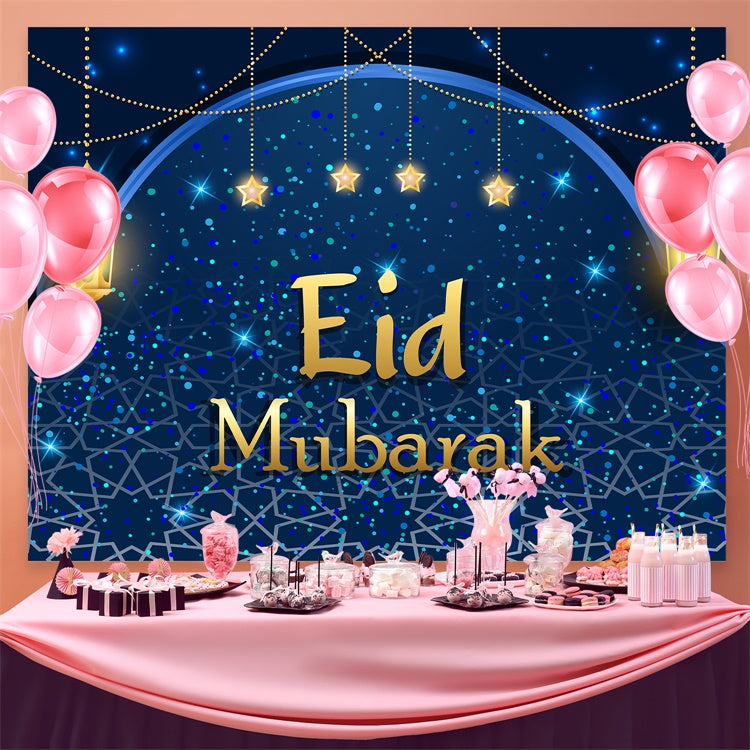 Eid Mubarak Backdrop Royal Blue Festive Night Eid Backdrop UK GQ3-68