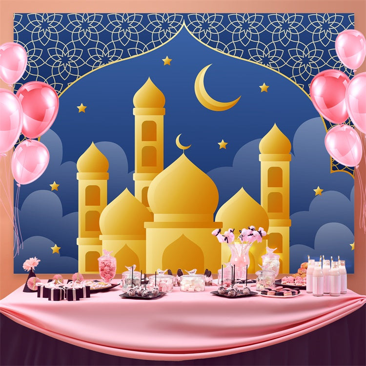 Eid Mubarak Backdrop Starry Night Grand Mosque Eid Backdrop UK GQ3-72