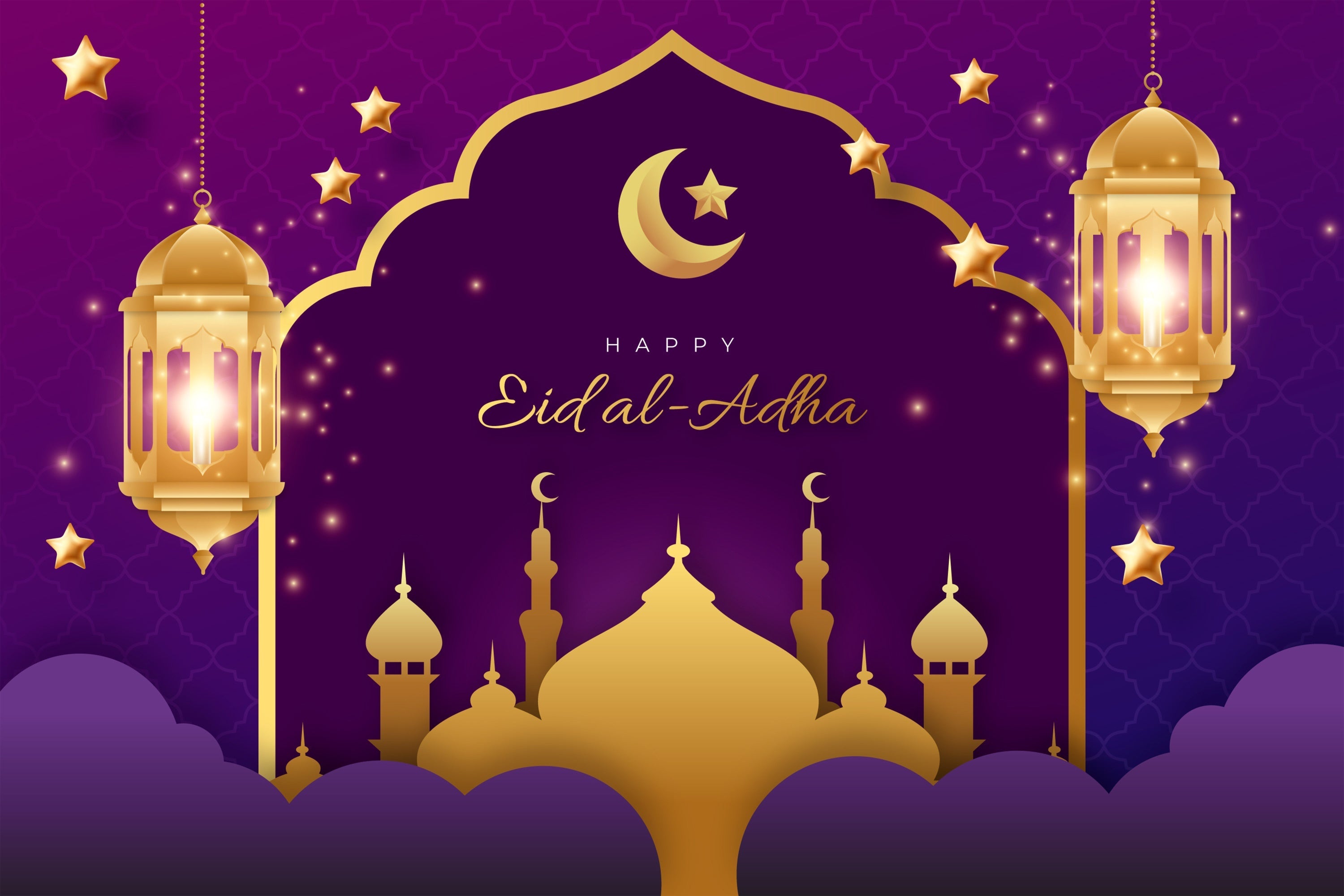 Eid Mubarak Backdrop Royal Purple Crescent Eid Backdrop UK GQ3-76