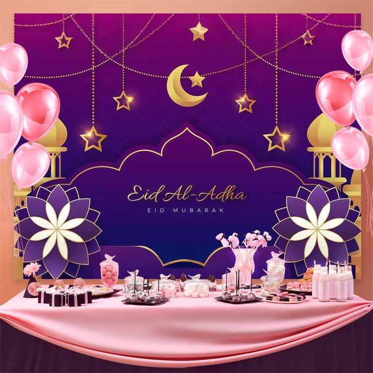 Eid Mubarak Backdrop Islamic Festival Purple Glow Backdrop UK GQ3-77