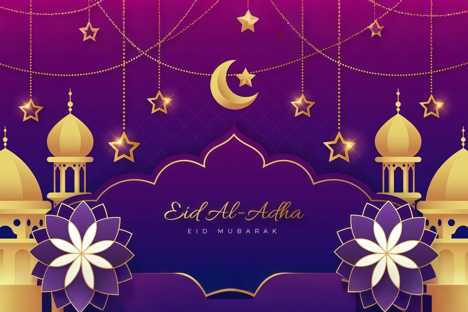Eid Mubarak Backdrop Islamic Festival Purple Glow Backdrop UK GQ3-77