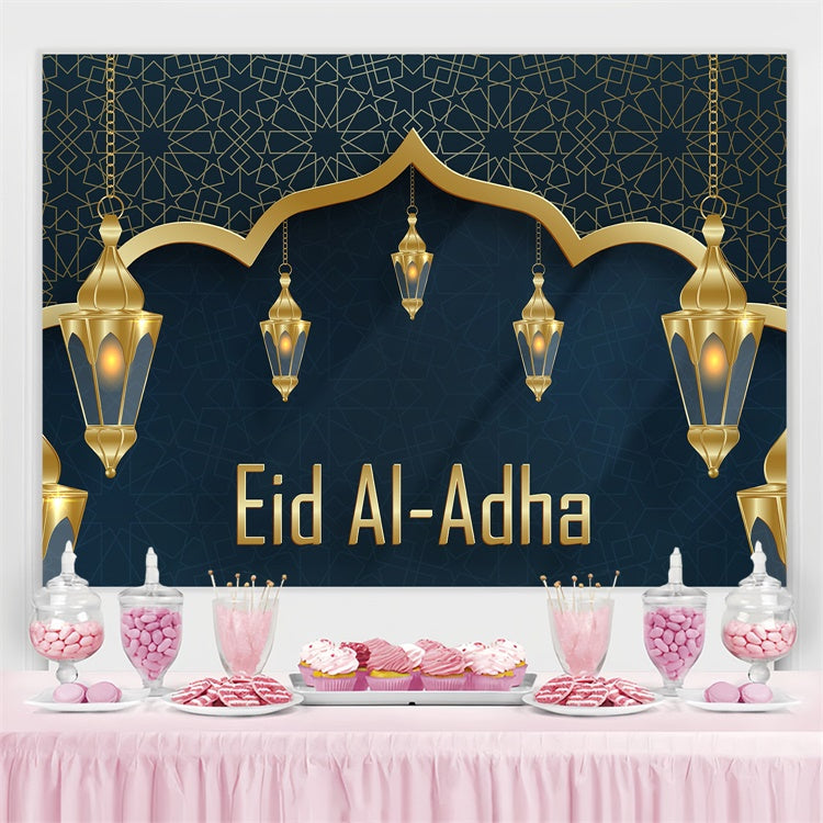 Eid Mubarak Backdrop Elegant Blue Ornate Lanterns Backdrop UK GQ3-86