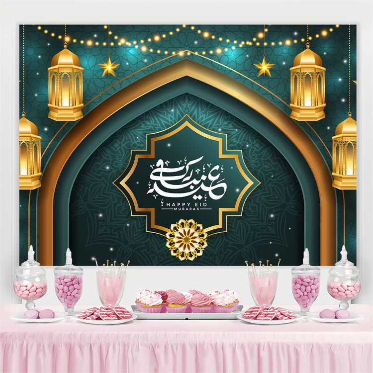 Eid Mubarak Backdrop Islamic Archway Hanging Lights Backdrop UK GQ3-92