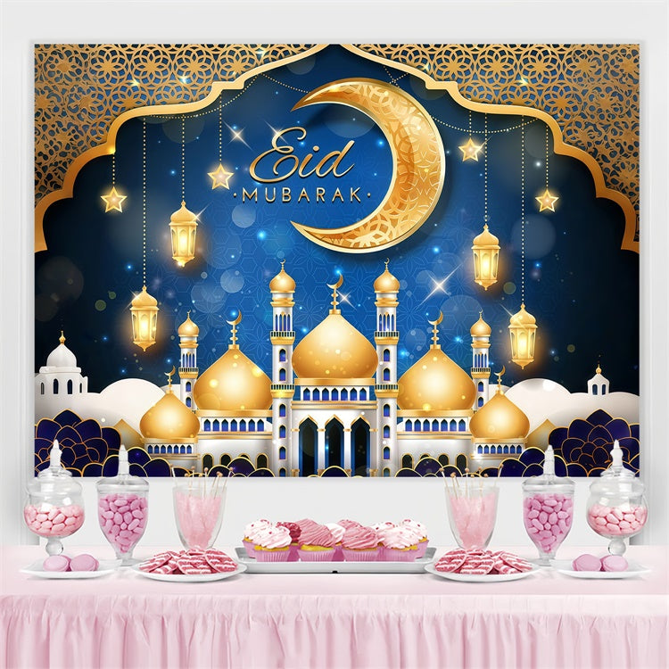 Eid Mubarak Backdrop Golden Majestic Mosque Festive Backdrop UK GQ3-99