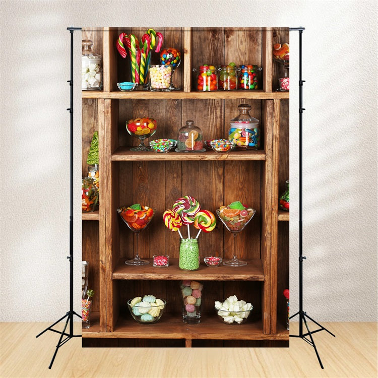 Wooden Backdrop Candy Shelf Backdrop UK GQ4-102