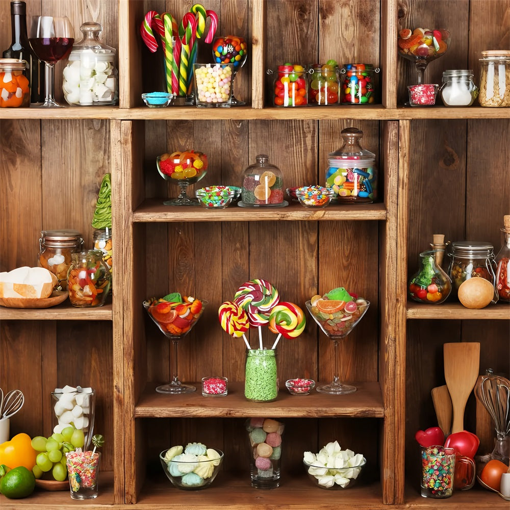 Wooden Backdrop Candy Shelf Backdrop UK GQ4-102