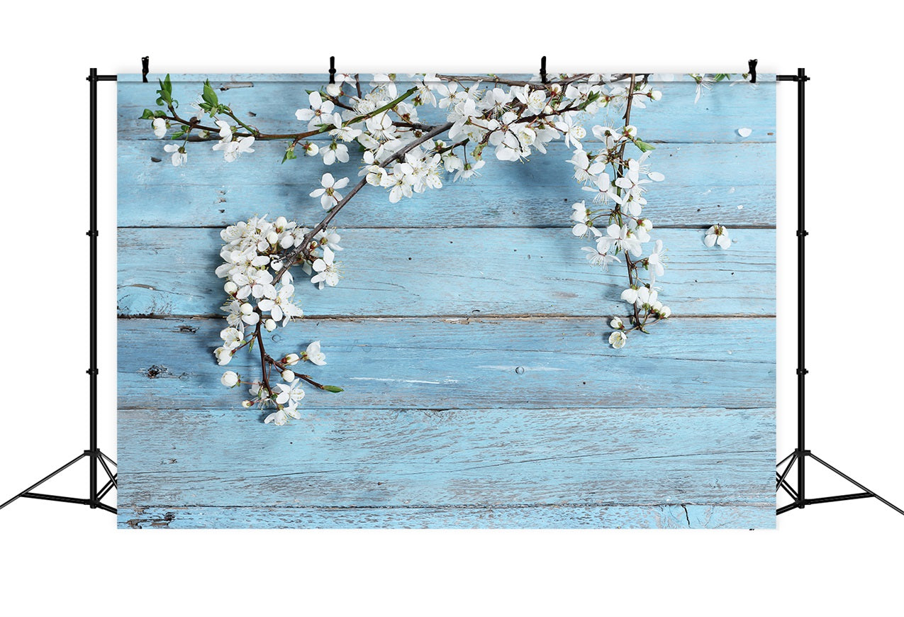 Rustic Wood Backdrop Floral Blue Backdrop UK GQ4-117